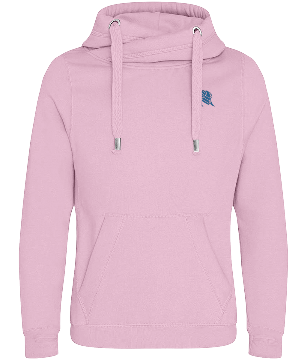 Cross Neck Hoodie - Baby Pink