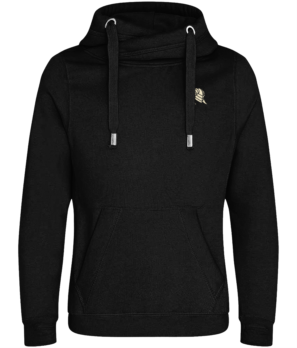 Cross Neck Hoodie - Jet Black